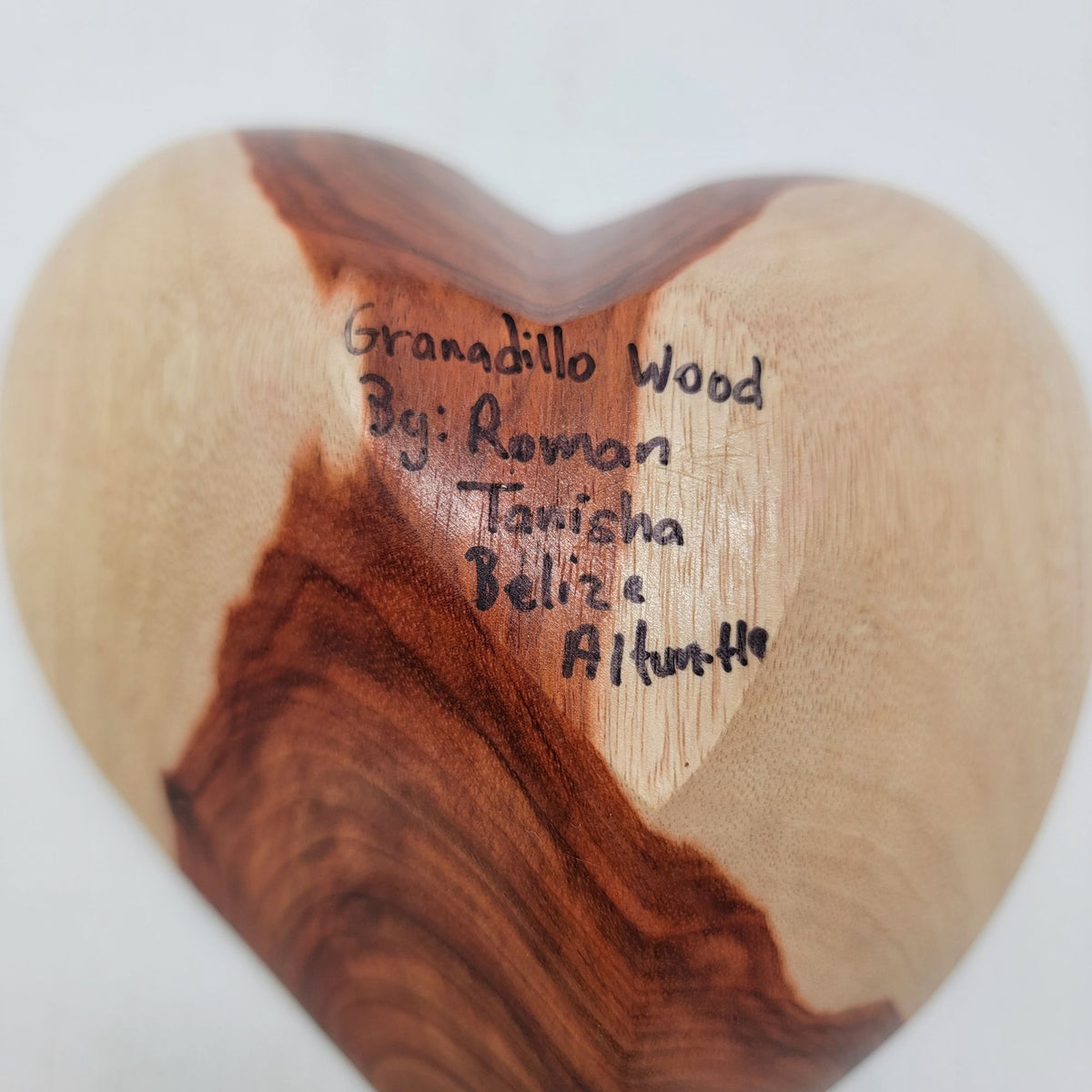 Wabi Sabi Two-Tone Granadillo Wood Heart Trinket Dish Signed As Found
