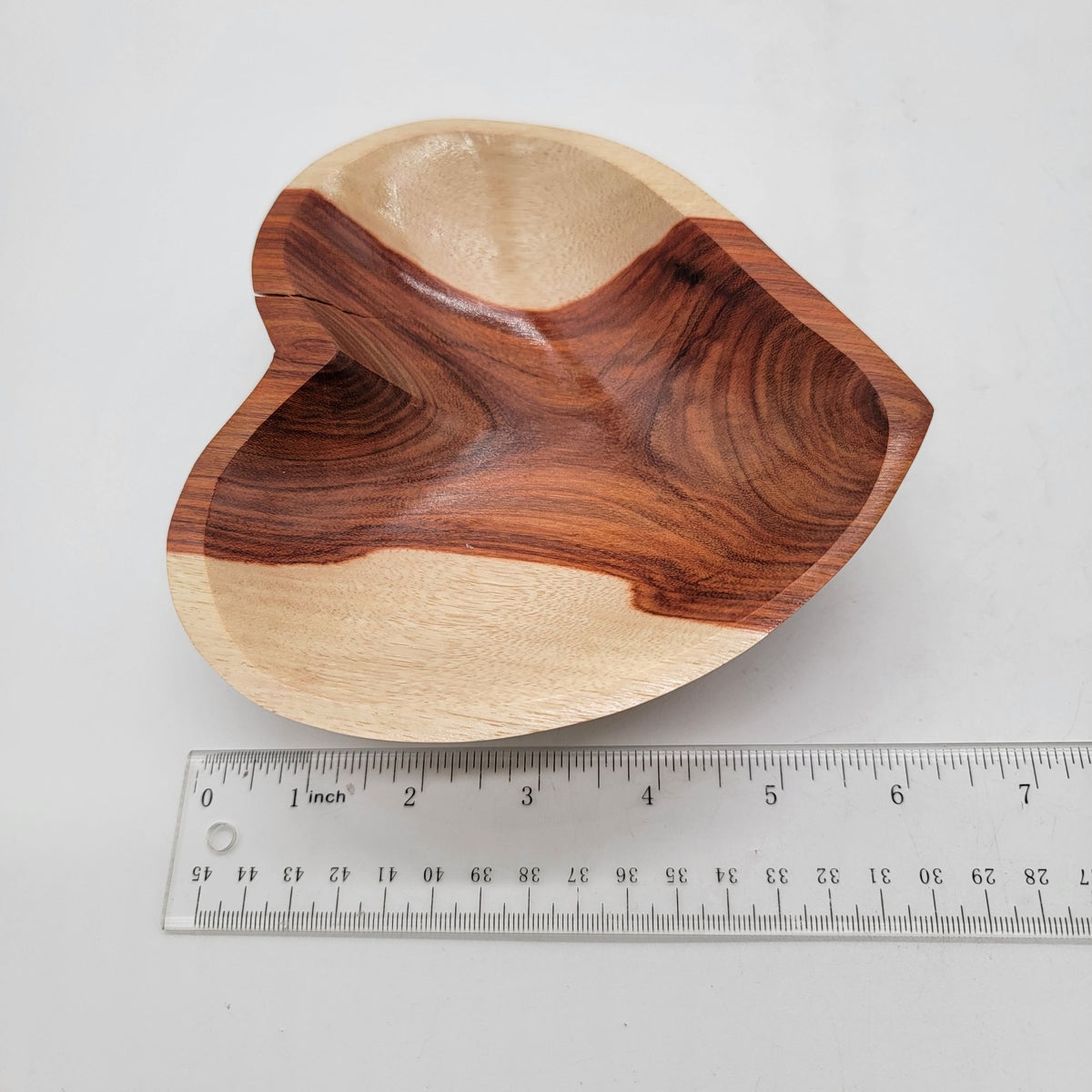 Wabi Sabi Two-Tone Granadillo Wood Heart Trinket Dish Signed As Found
