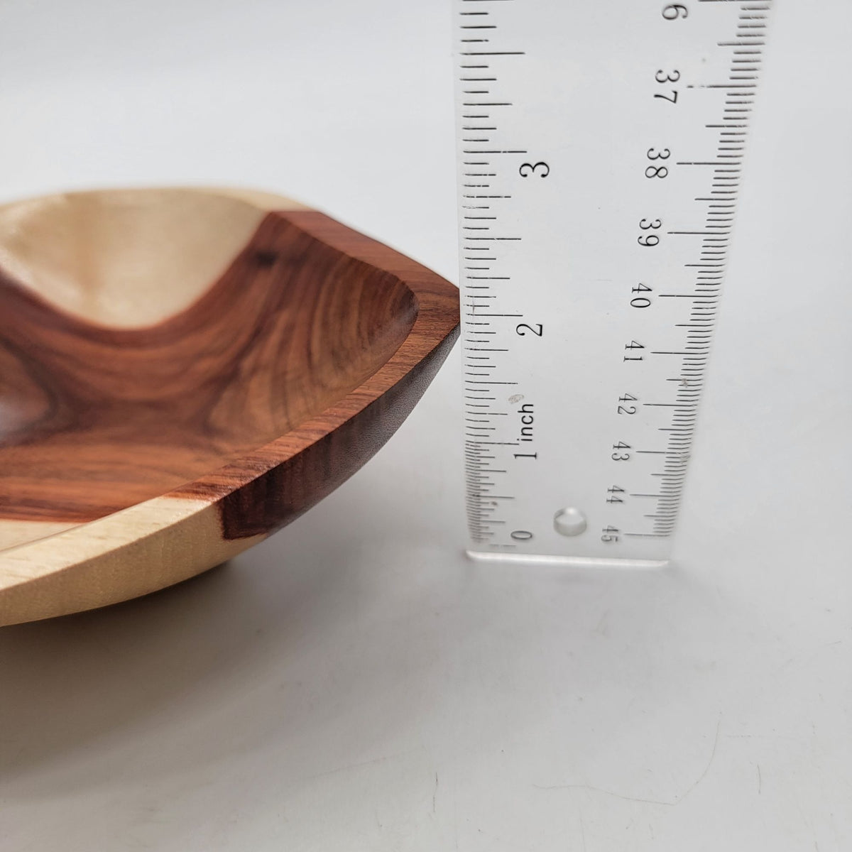 Wabi Sabi Two-Tone Granadillo Wood Heart Trinket Dish Signed As Found