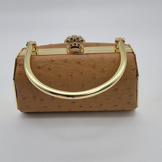 Vintage Bijoux Terner Compact Evening Clutch Bag Ostrich Pattern
