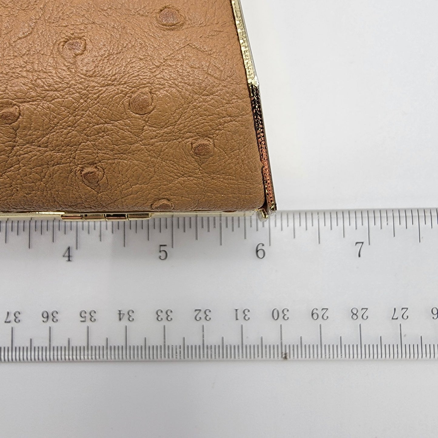 Vintage Bijoux Terner Compact Evening Clutch Bag Ostrich Pattern