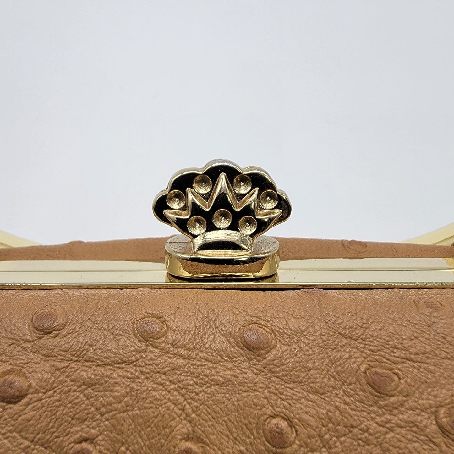 Vintage Bijoux Terner Compact Evening Clutch Bag Ostrich Pattern