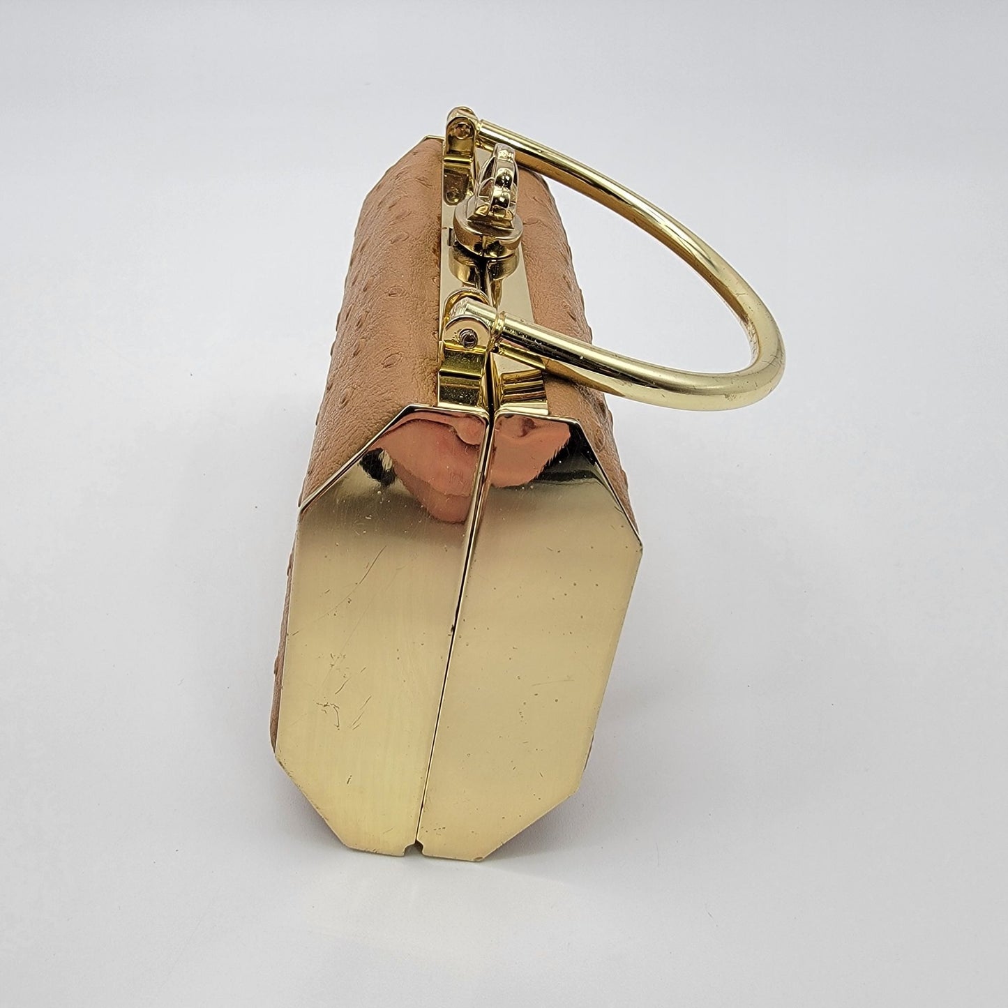 Vintage Bijoux Terner Compact Evening Clutch Bag Ostrich Pattern