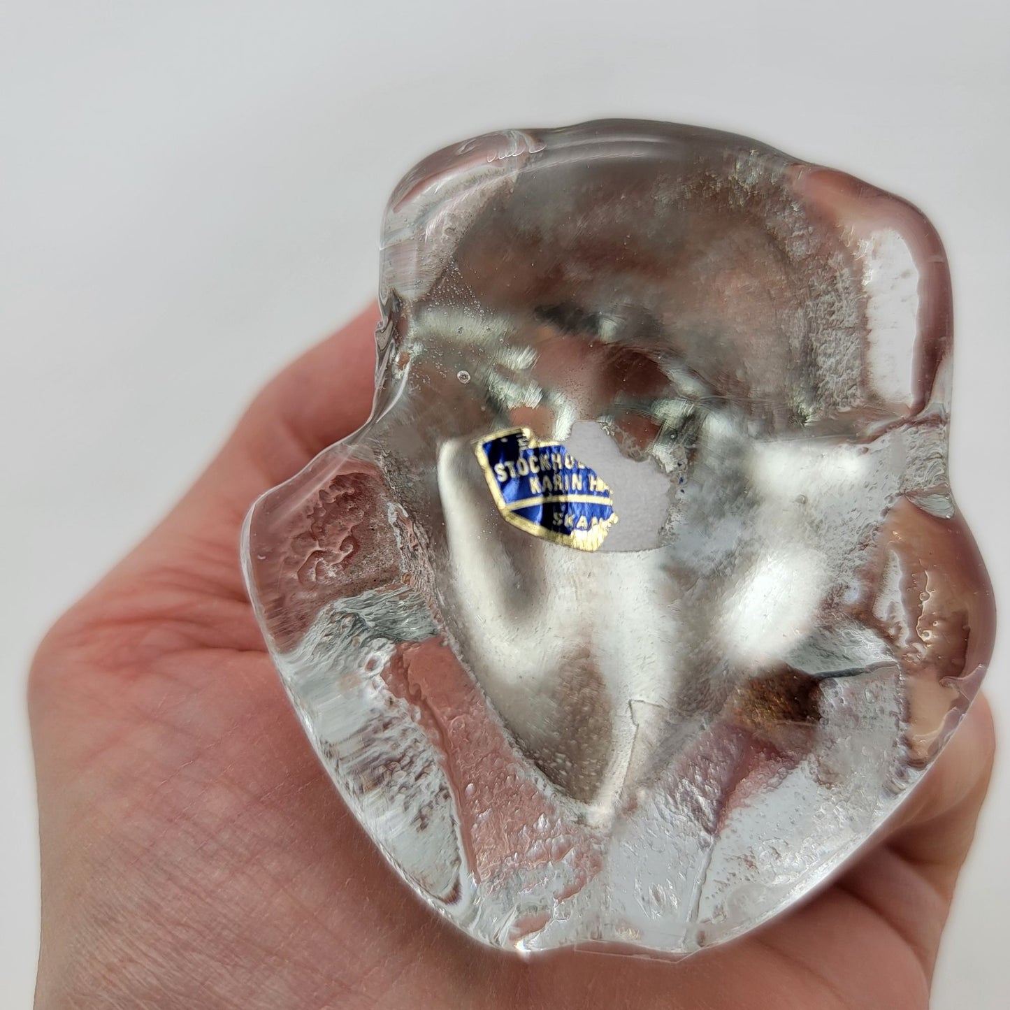 Vintage Stockholm Glasbruk Karin Hammer Skansen Art Glass Frog Paperweight