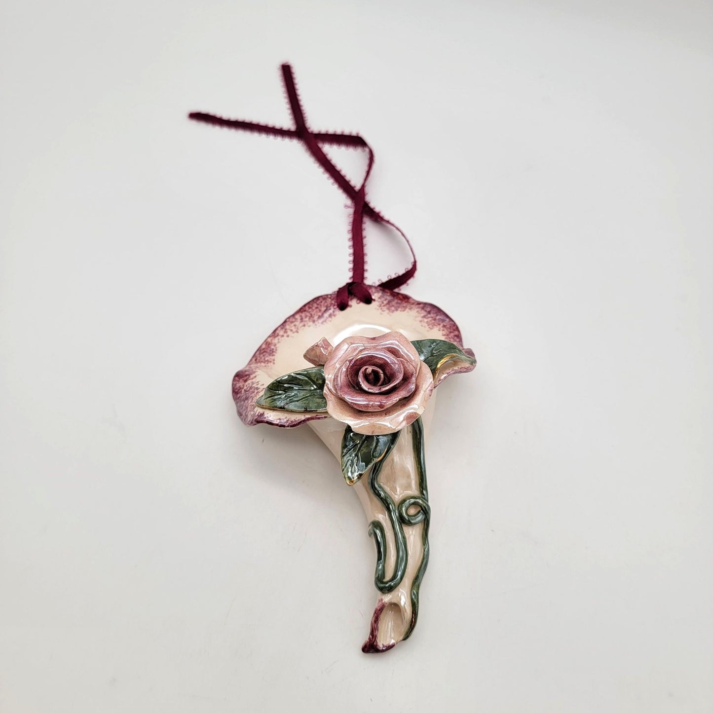 Vintage Blue Sky Heather Goldminc Rose Wall Pocket Vase