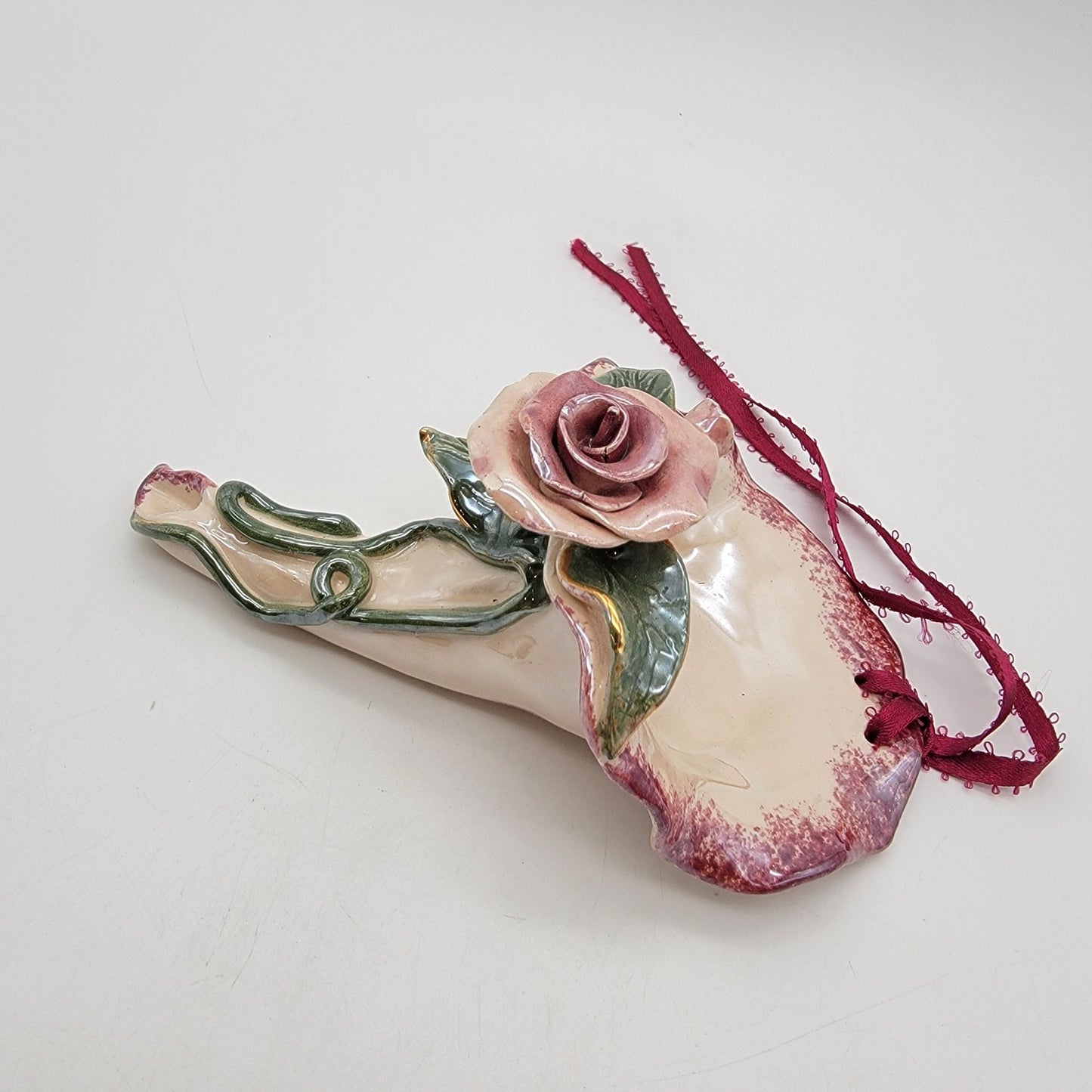 Vintage Blue Sky Heather Goldminc Rose Wall Pocket Vase