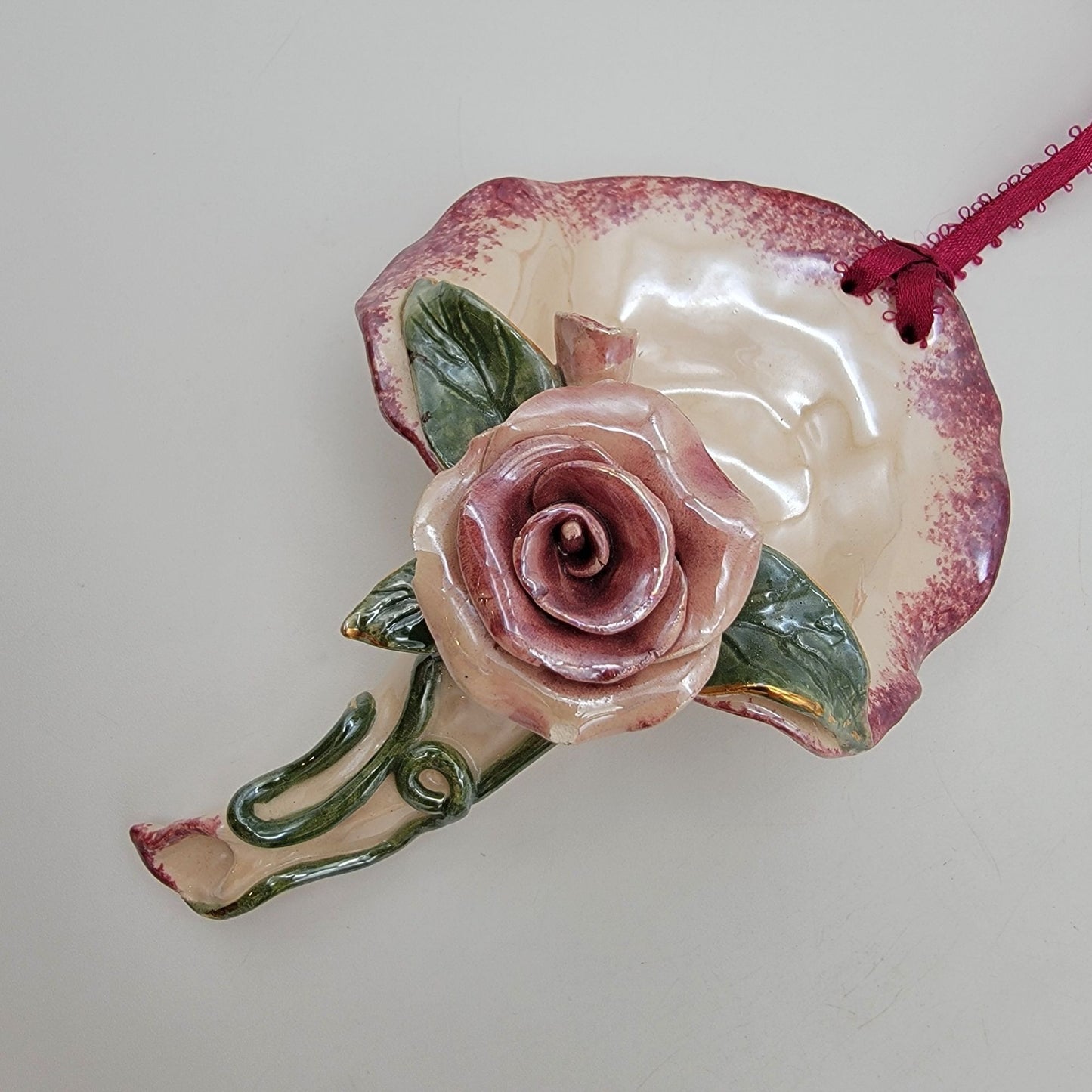 Vintage Blue Sky Heather Goldminc Rose Wall Pocket Vase