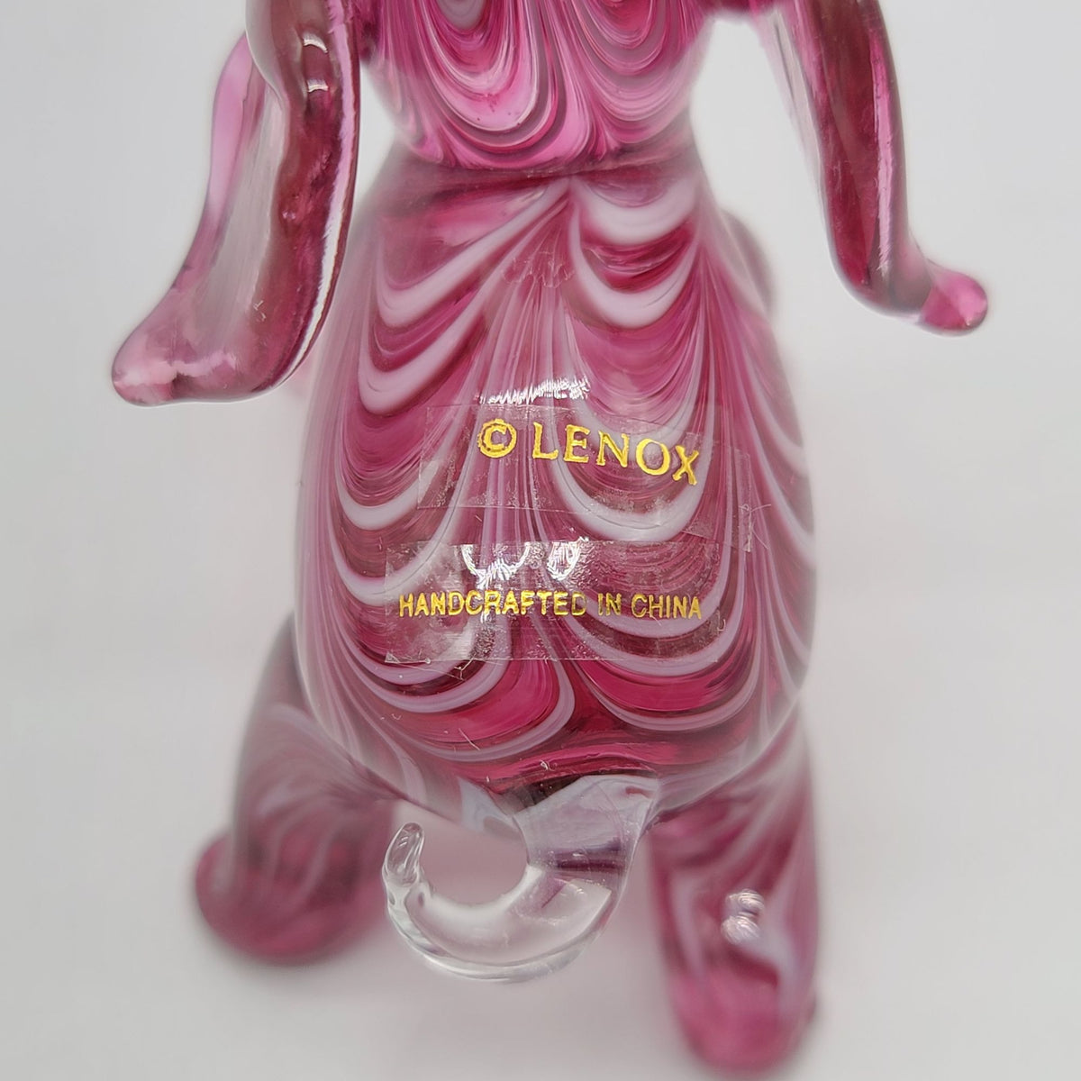 Lenox Pink Glass Elephant Figurine