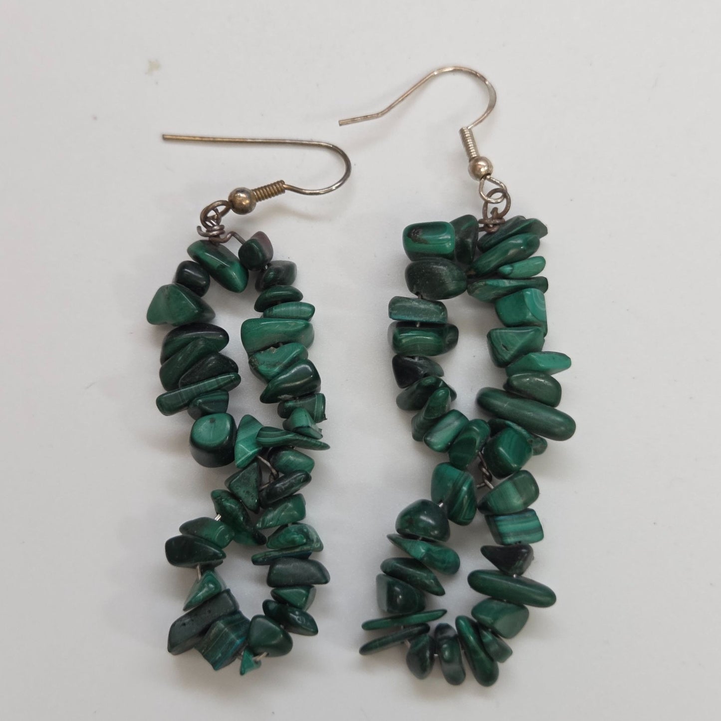 Vintage Malachite Chip Dangle Earrings