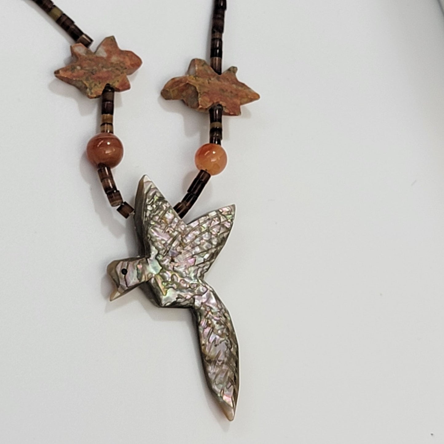 Vintage Native American Abalone Bird & Turtle Fetish Necklace