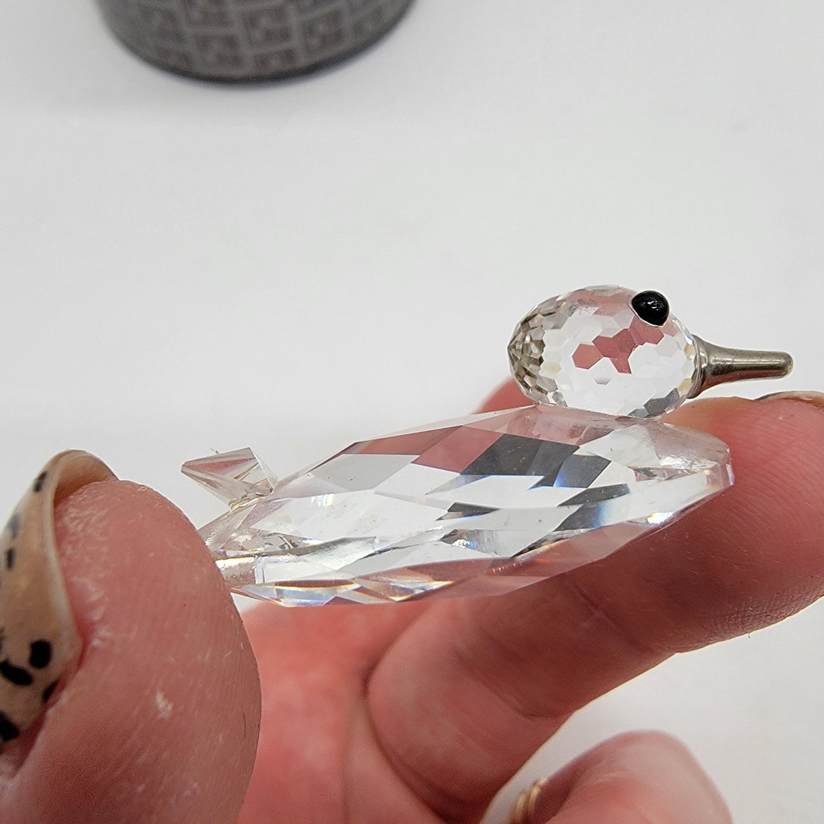 Vintage Swarovski Silver Crystal Mini Duck Figurine With Box