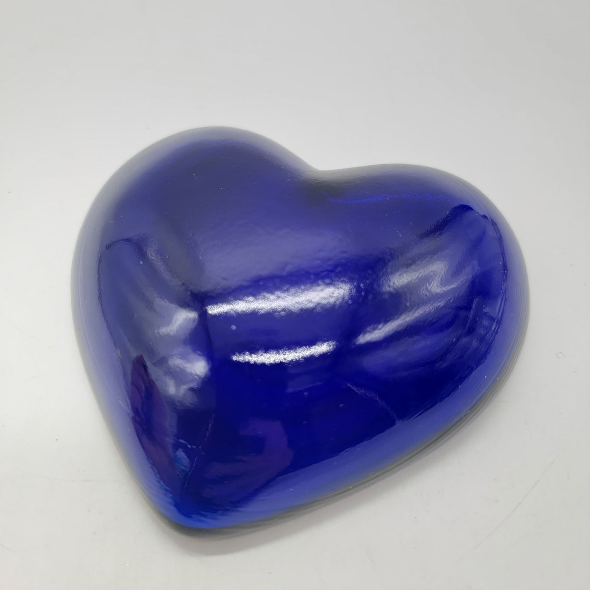 Vintage Cobalt Blue Art Glass Heart Paperweight