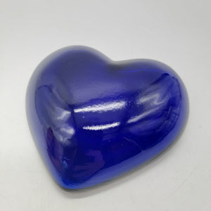 Vintage Cobalt Blue Art Glass Heart Paperweight