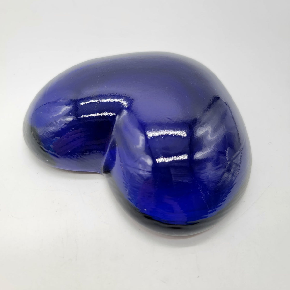 Vintage Cobalt Blue Art Glass Heart Paperweight