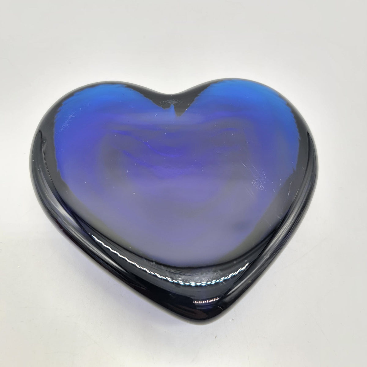 Vintage Cobalt Blue Art Glass Heart Paperweight
