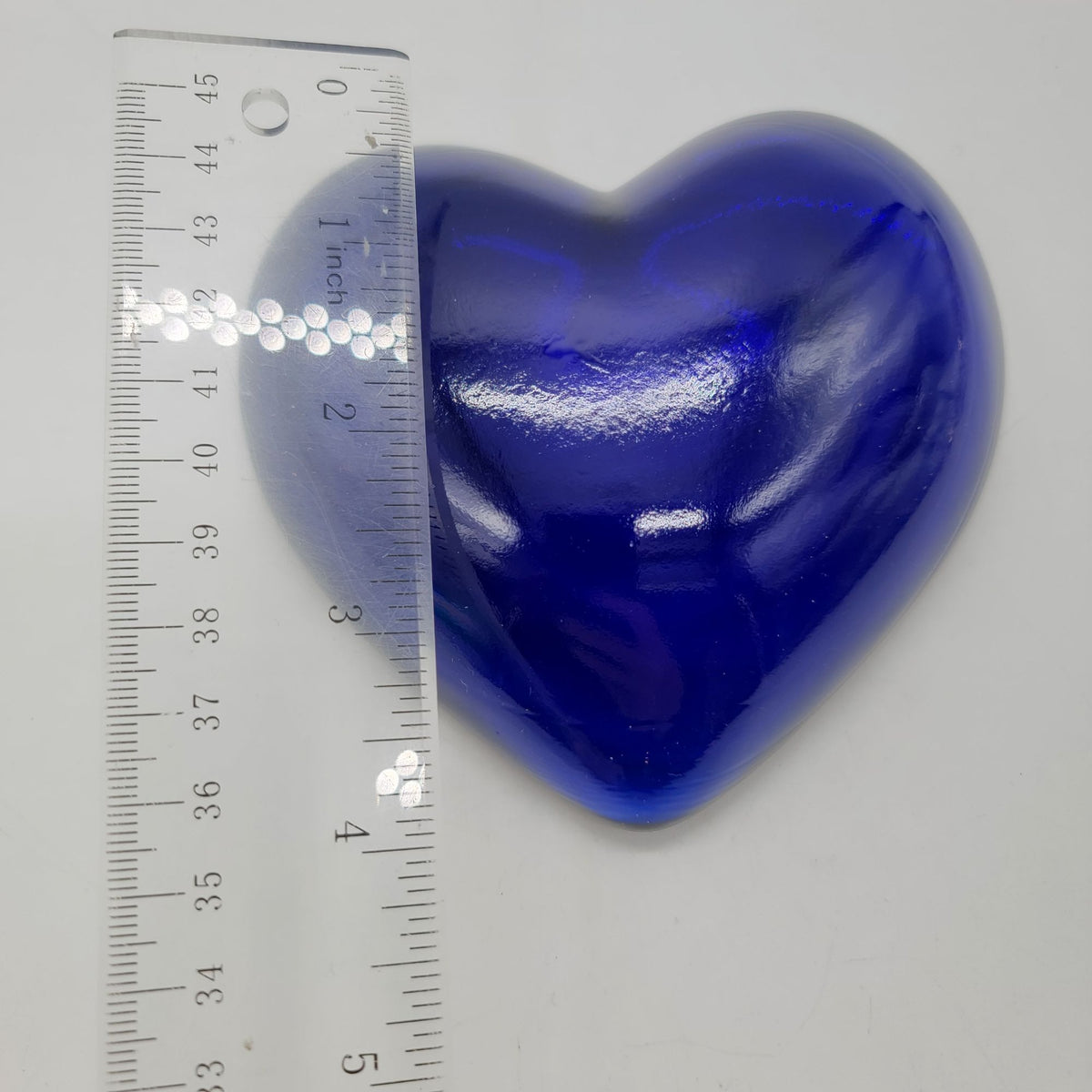 Vintage Cobalt Blue Art Glass Heart Paperweight