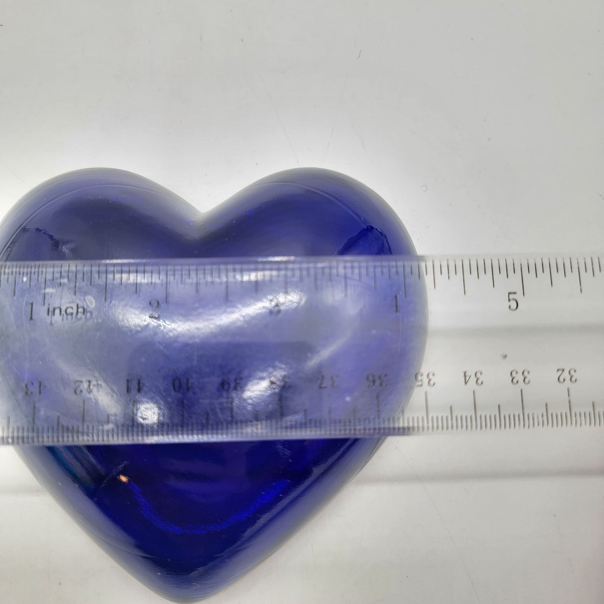 Vintage Cobalt Blue Art Glass Heart Paperweight