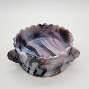 Antique Challinor Taylor & Co. Flying Swans Amethyst Purple Slag Glass Bowl