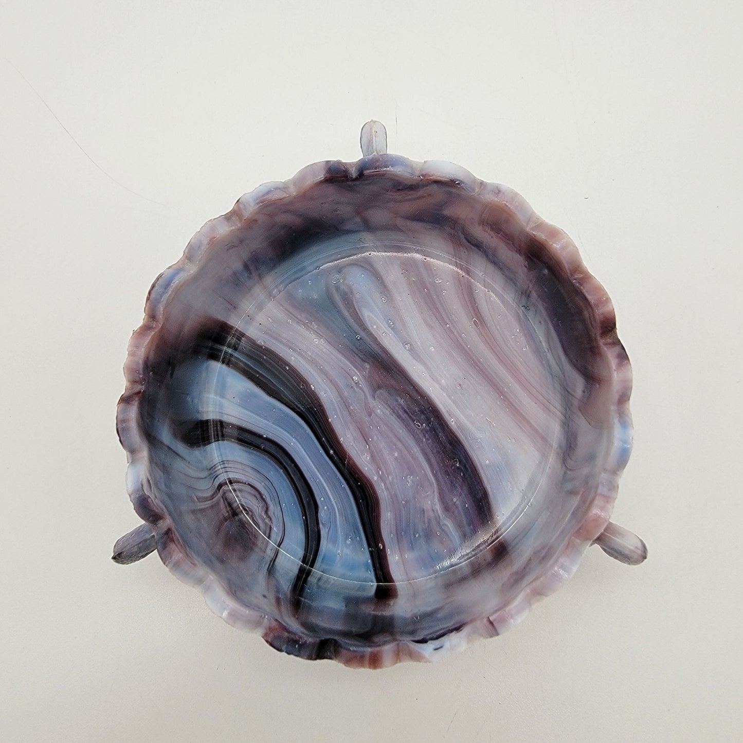 Antique Challinor Taylor & Co. Flying Swans Amethyst Purple Slag Glass Bowl
