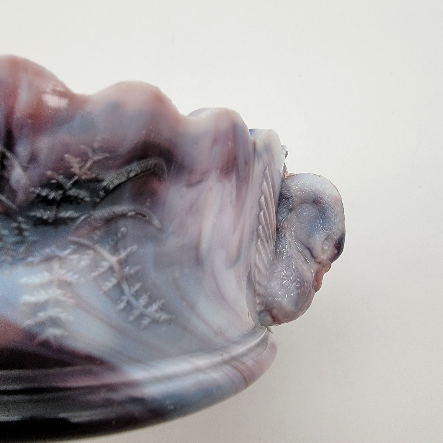 Antique Challinor Taylor & Co. Flying Swans Amethyst Purple Slag Glass Bowl