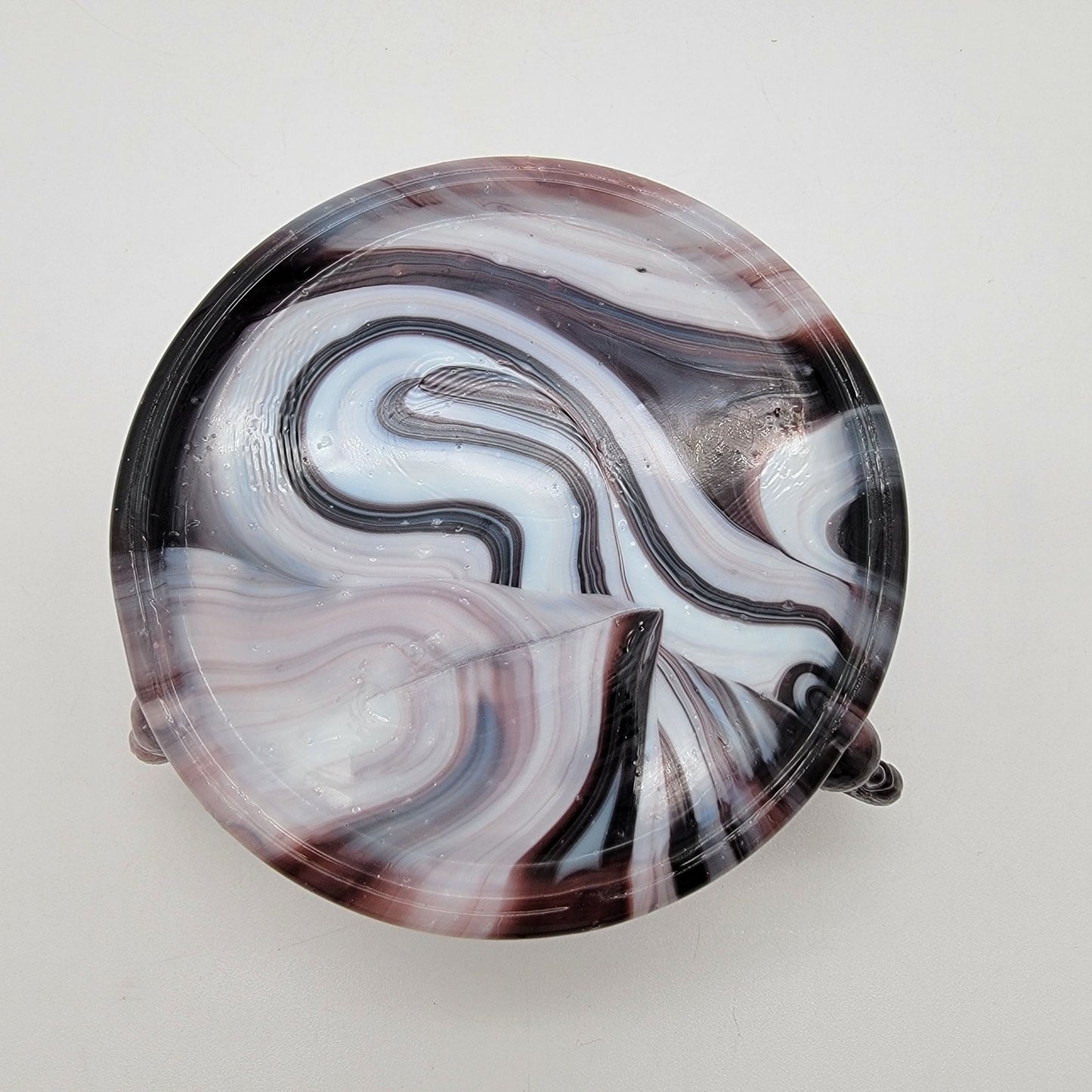 Antique Challinor Taylor & Co. Flying Swans Amethyst Purple Slag Glass Bowl