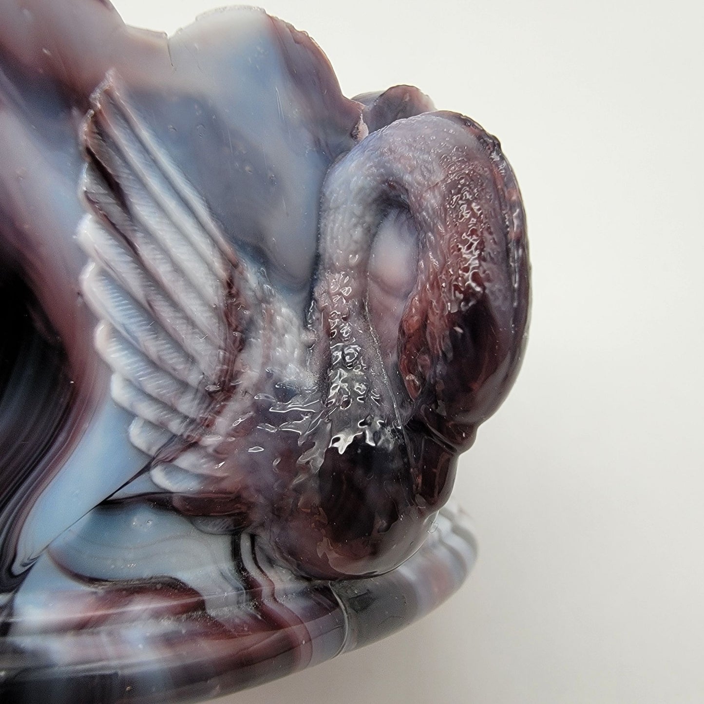 Antique Challinor Taylor & Co. Flying Swans Amethyst Purple Slag Glass Bowl