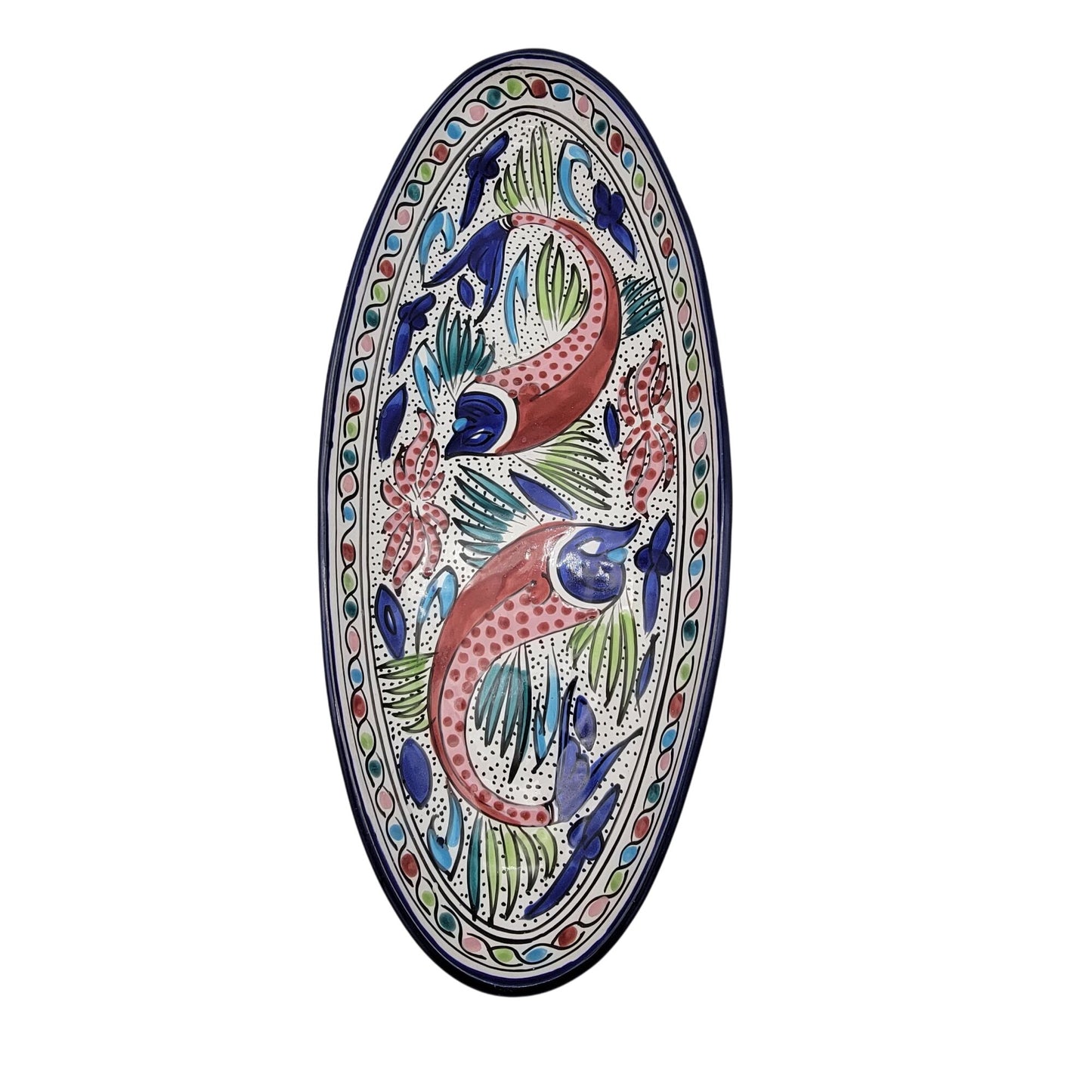 Tunisia Pottery Platter with Fish Pattern