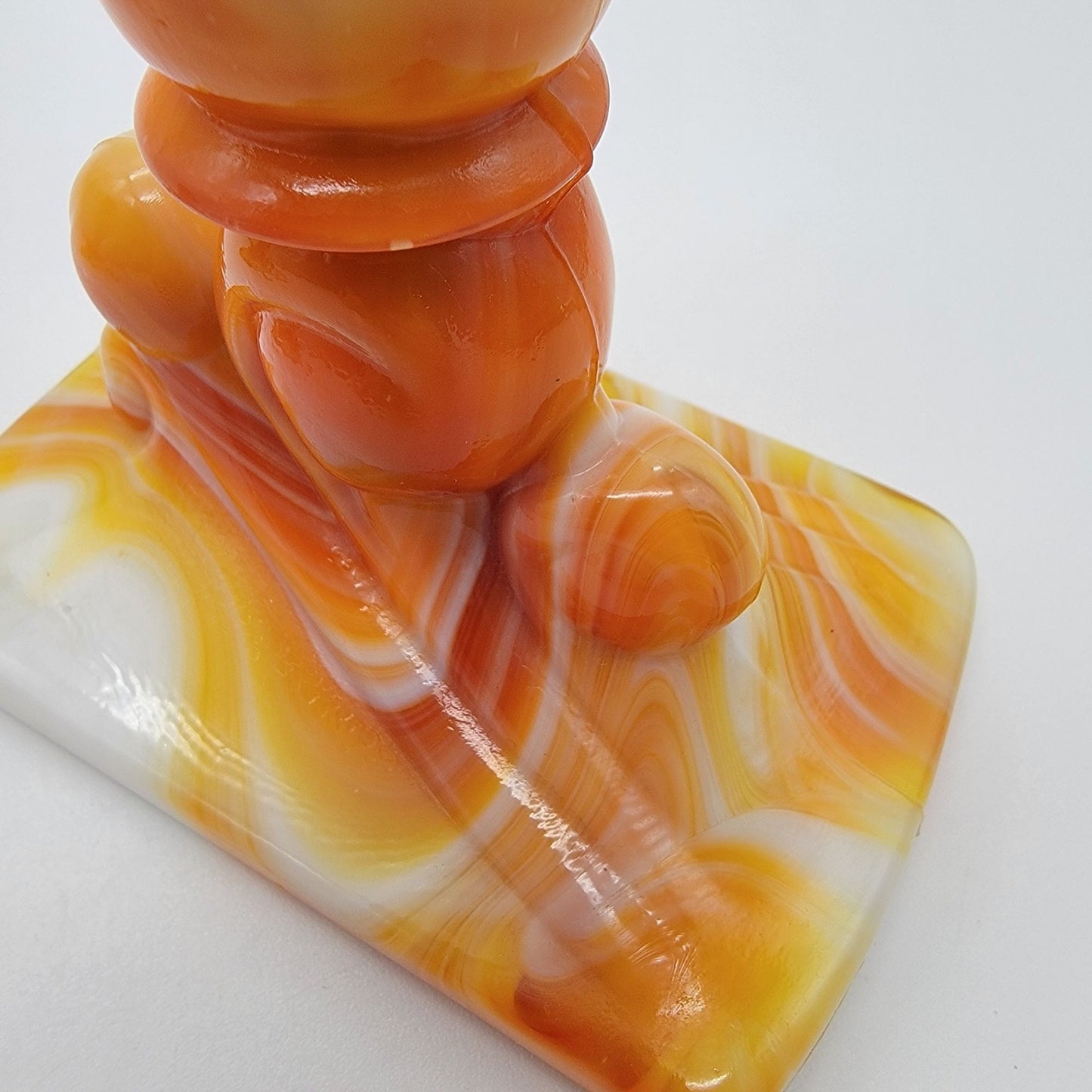 Pair Of Vintage Kanawha Orange Slag Glass Candle Holders
