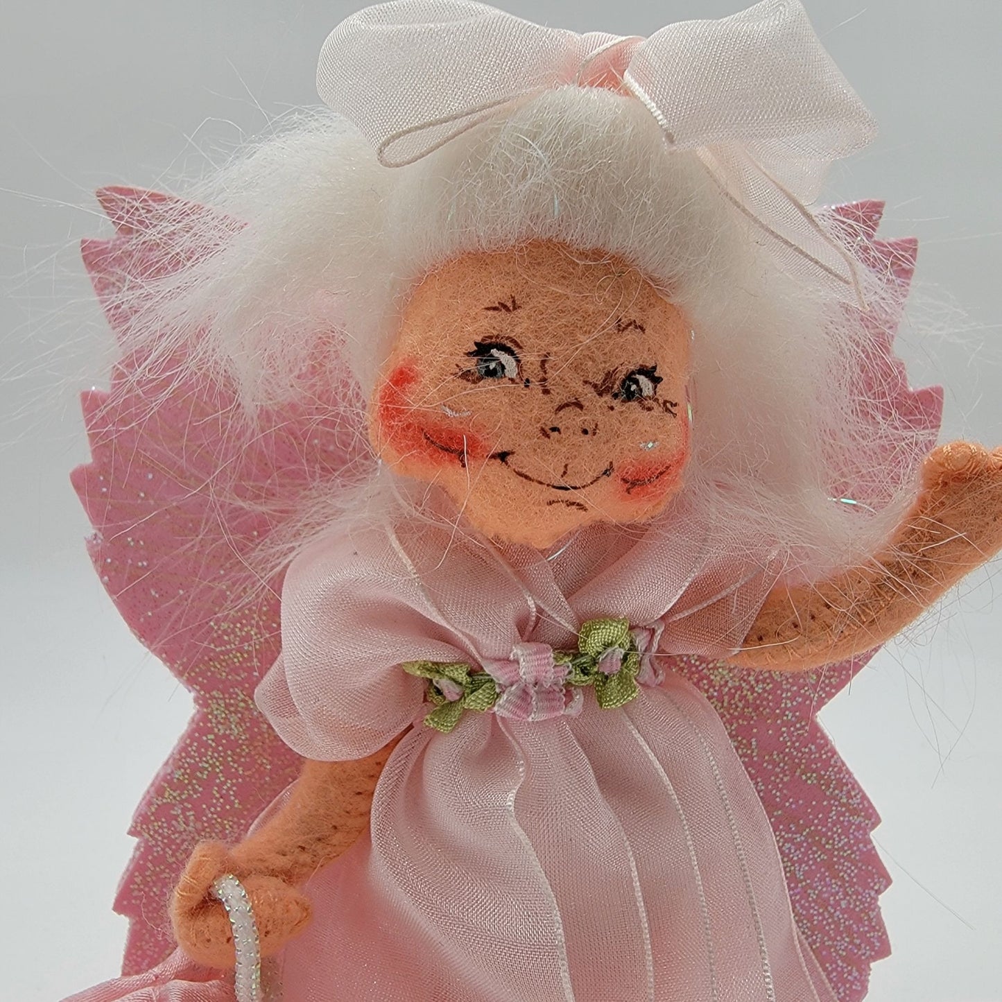 Annalee Pink Tooth Fairy Doll 6" Glittered Wings & Fabric Bag