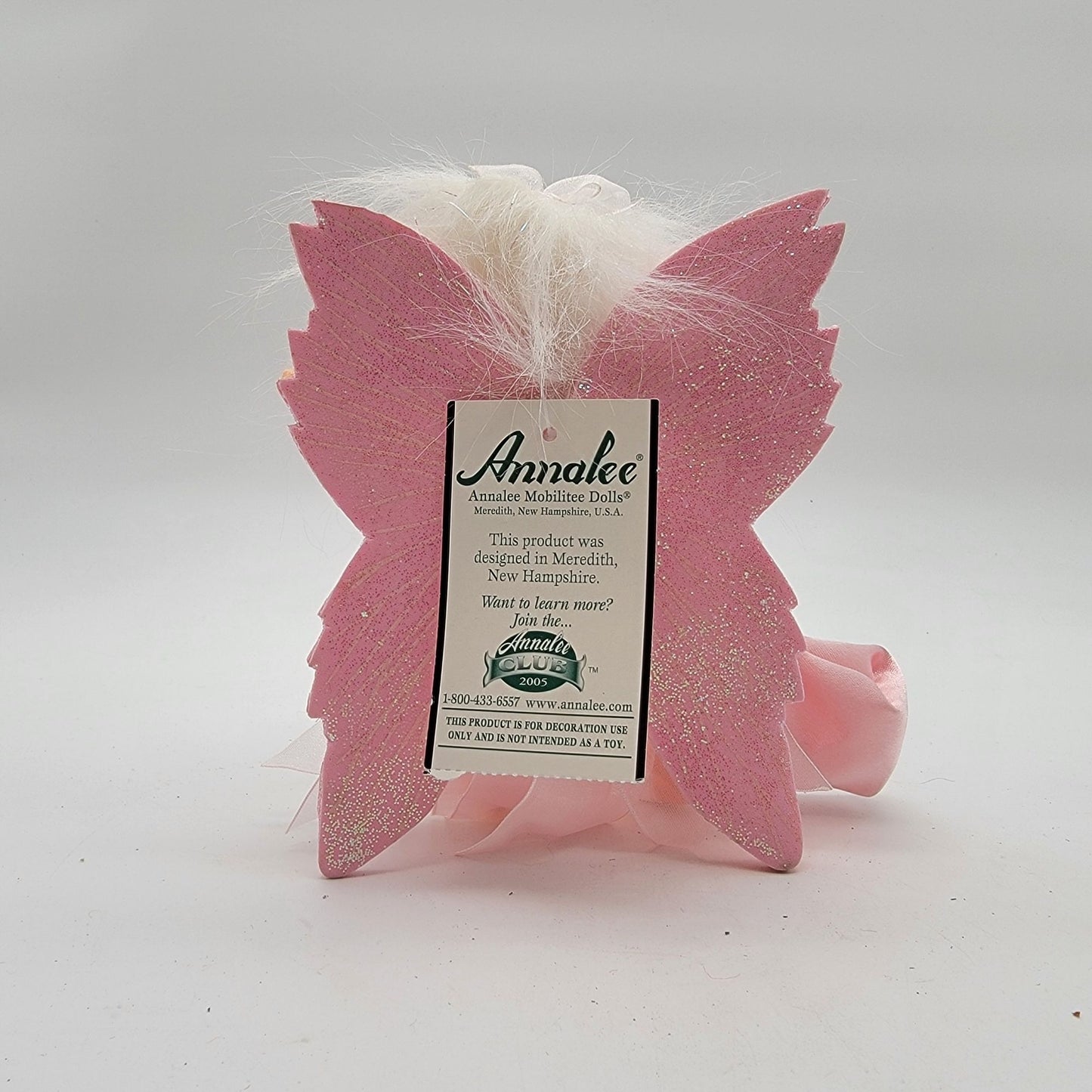 Annalee Pink Tooth Fairy Doll 6" Glittered Wings & Fabric Bag