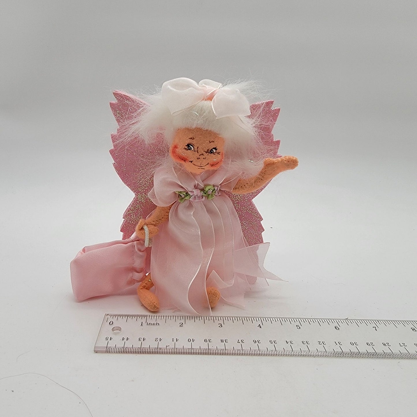 Annalee Pink Tooth Fairy Doll 6" Glittered Wings & Fabric Bag
