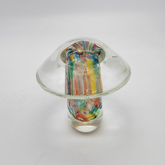 Vintage 1960's Millefiori Art Glass Mushroom Paperweight